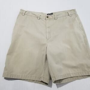 Eddie Bauer Shorts Mens 42 Flat Front Khaki Tan 9" inseam